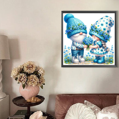 AB Diamond Painting - Full Round - Forget-me-not couple gnome (30*30CM)