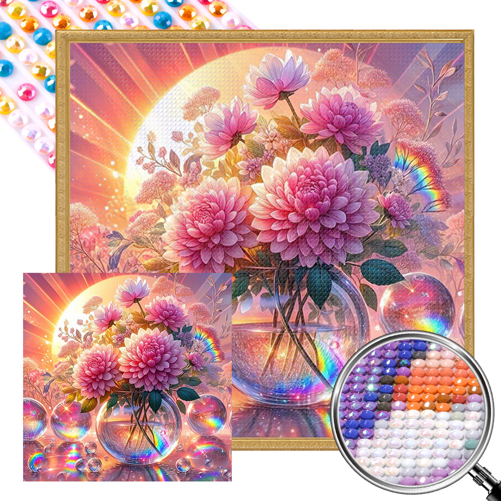 AB Diamond Painting - Full Round - Pink chrysanthemum (30*30CM)