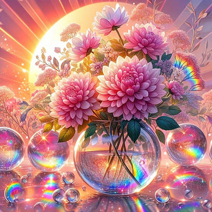 AB Diamond Painting - Full Round - Pink chrysanthemum (30*30CM)