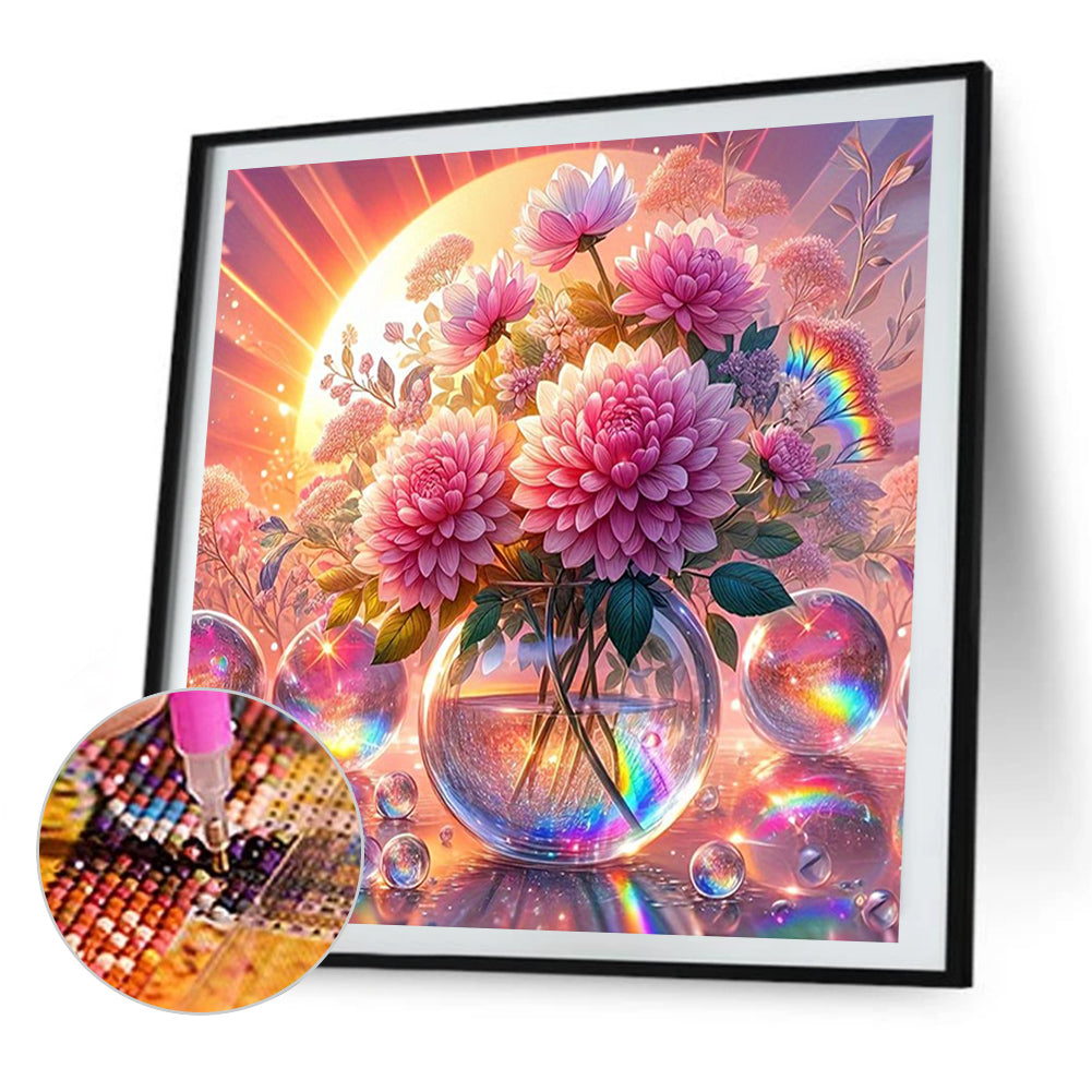 AB Diamond Painting - Full Round - Pink chrysanthemum (30*30CM)