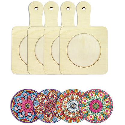 4Pcs Bird Diamond Art Place Mats Round Diamond Painting Table Mats for Beginners