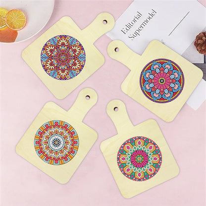 4Pcs Bird Diamond Art Place Mats Round Diamond Painting Table Mats for Beginners