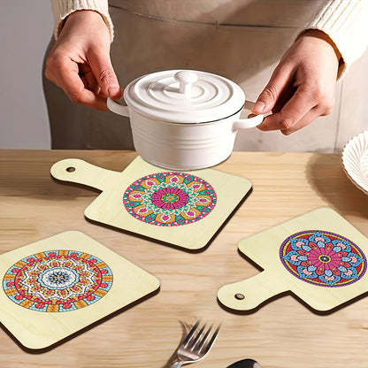 4Pcs Bird Diamond Art Place Mats Round Diamond Painting Table Mats for Beginners