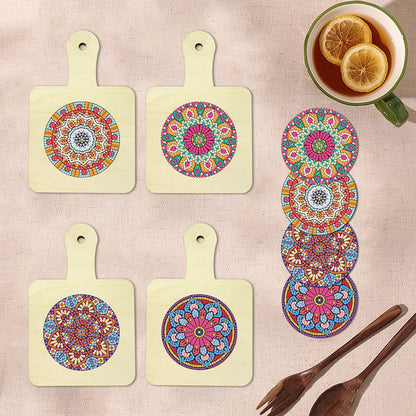 4Pcs Bird Diamond Art Place Mats Round Diamond Painting Table Mats for Beginners