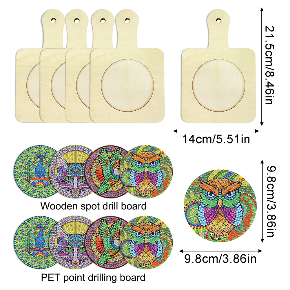 4Pcs Bird Diamond Art Place Mats Round Diamond Painting Table Mats for Beginners