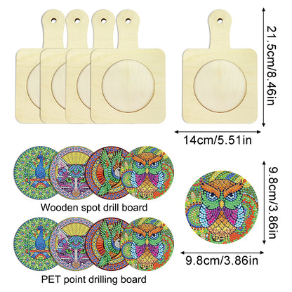4Pcs Bird Diamond Art Place Mats Round Diamond Painting Table Mats for Beginners
