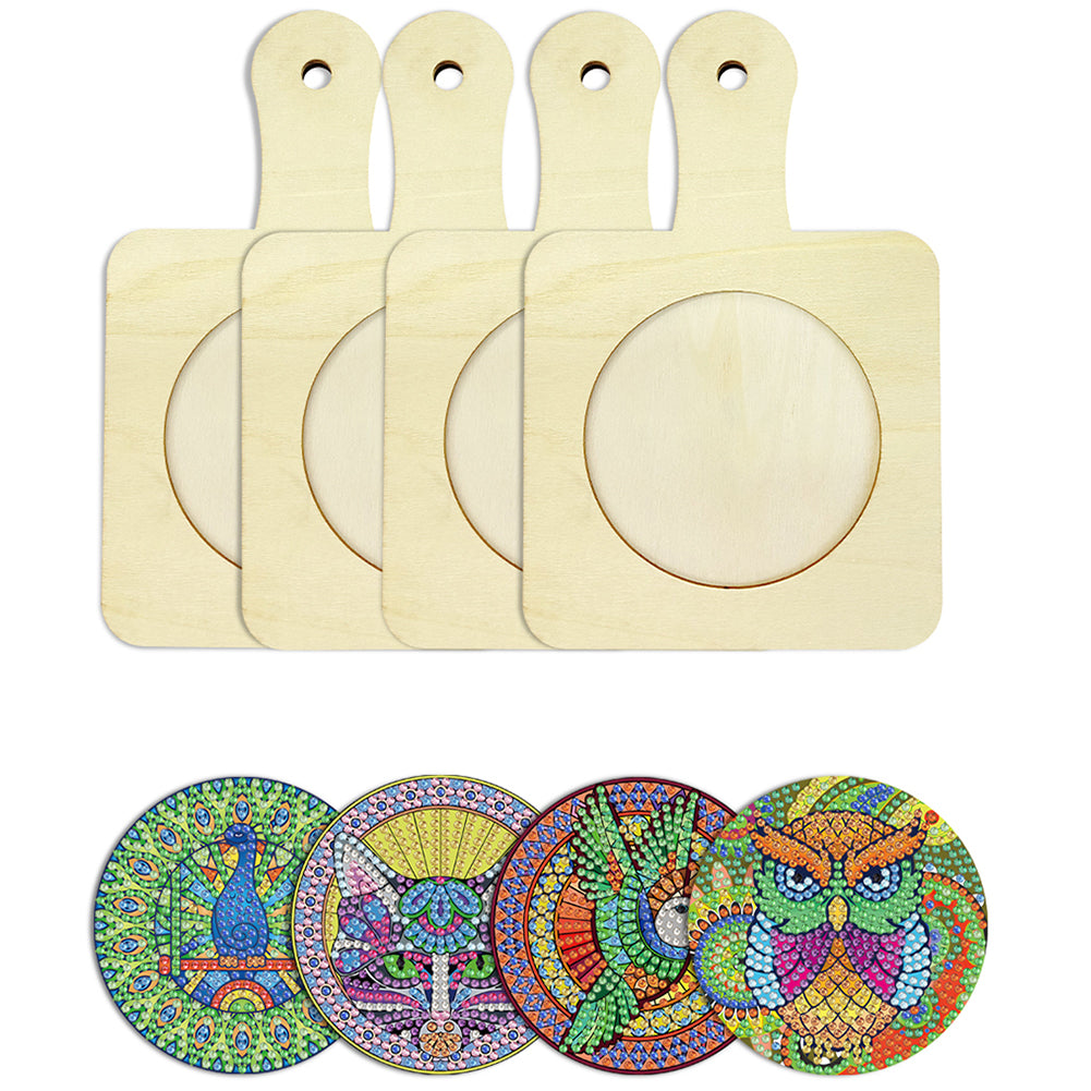 4Pcs Bird Diamond Art Place Mats Round Diamond Painting Table Mats for Beginners