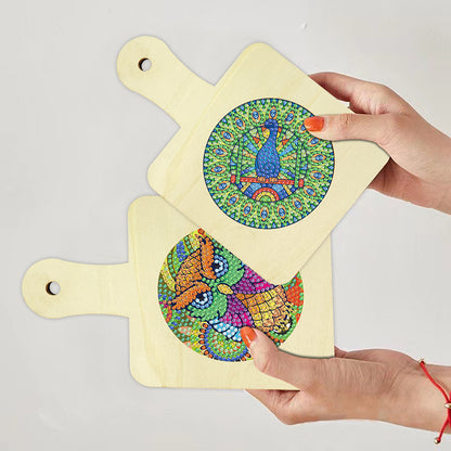 4Pcs Bird Diamond Art Place Mats Round Diamond Painting Table Mats for Beginners
