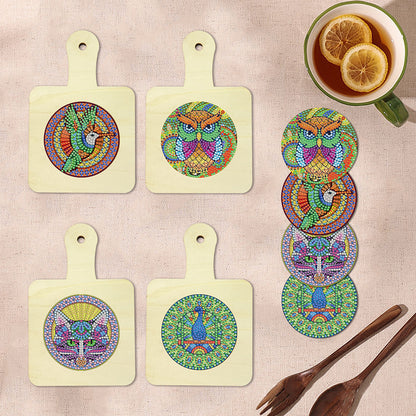 4Pcs Bird Diamond Art Place Mats Round Diamond Painting Table Mats for Beginners