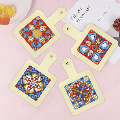 4Pcs Bird Diamond Art Place Mats Round Diamond Painting Table Mats for Beginners