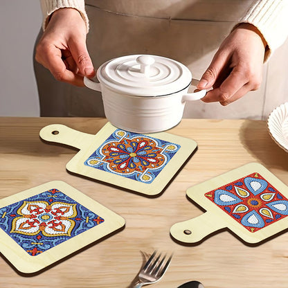 4Pcs Bird Diamond Art Place Mats Round Diamond Painting Table Mats for Beginners