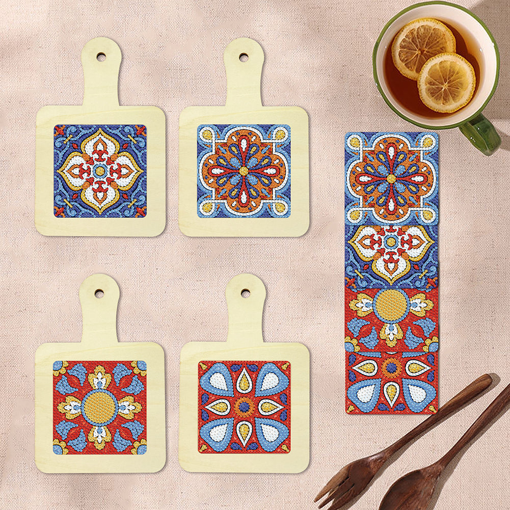 4Pcs Bird Diamond Art Place Mats Round Diamond Painting Table Mats for Beginners