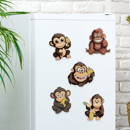 6Pcs Gorilla Diamond Painting Fridge Magnet Diamond Art Magnets Decals