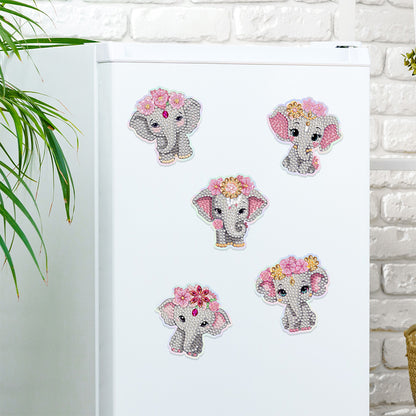 6Pcs Elephant Diamond Painting Fridge Magnet Diamond Art Magnets Decals