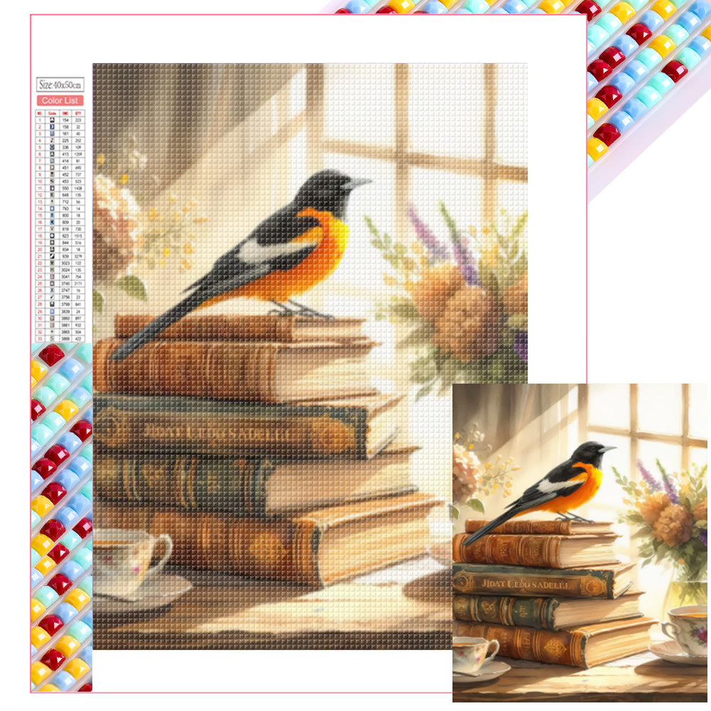 Diamond Painting - Full Square - Birds on books (40*50CM)