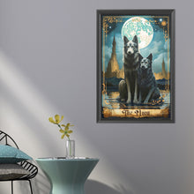 Load image into Gallery viewer, AB Diamond Painting - Full Round - Two wolves under the moon (40*60CM)
