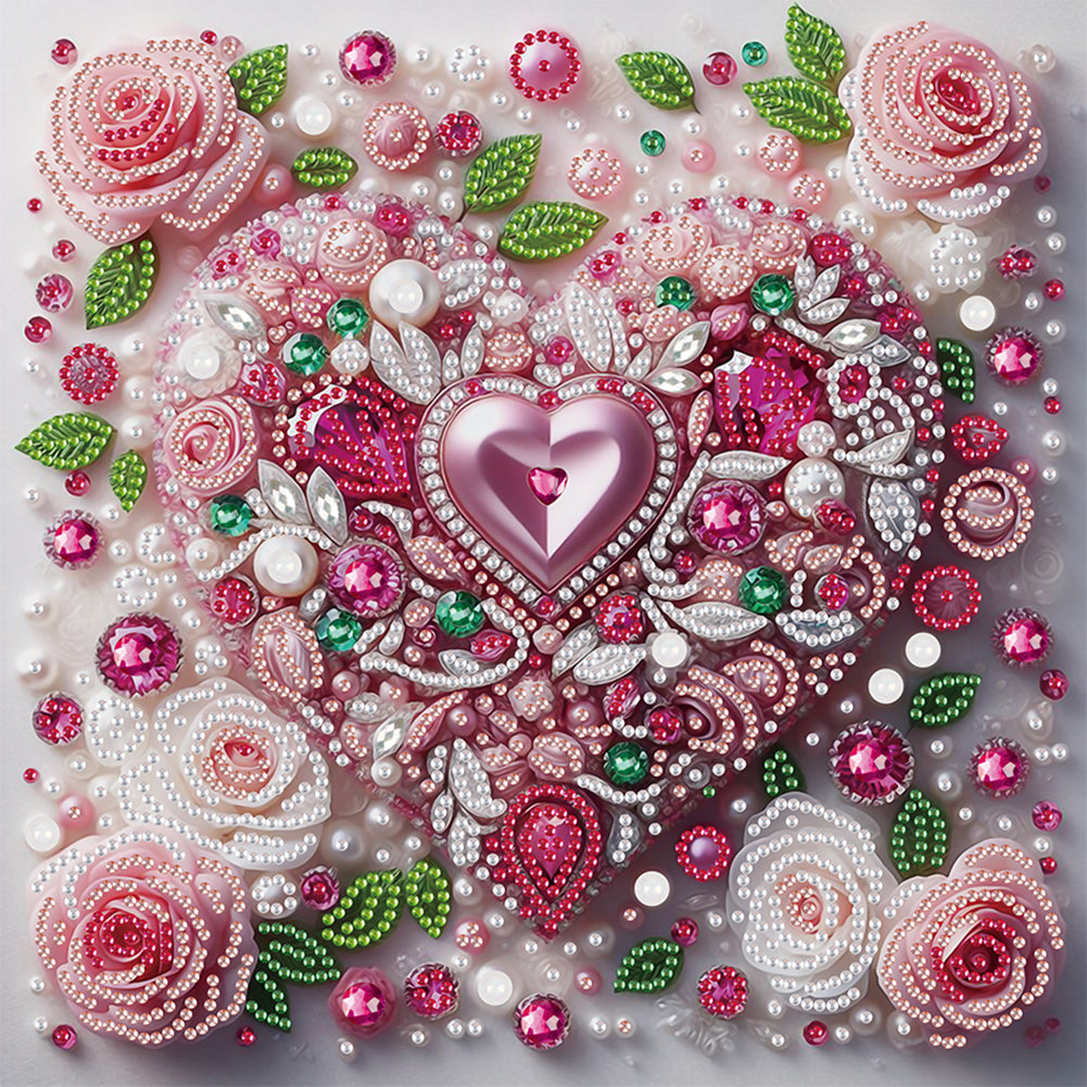 Diamond Painting - Partial Special Shaped - Pink rose love (30*30CM)