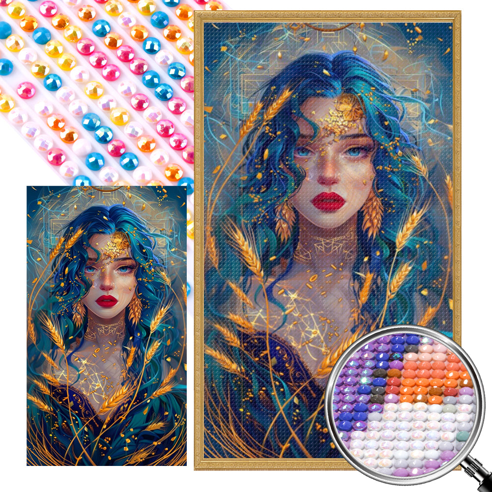 AB Diamond Painting - Full Round - Elegant blue-haired lady (40*70CM)