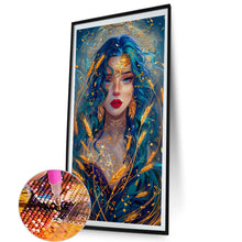 Load image into Gallery viewer, AB Diamond Painting - Full Round - Elegant blue-haired lady (40*70CM)
