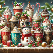 Load image into Gallery viewer, Diamond Painting - Full Round - Christmas atmosphere coffee snowman (40*40CM)
