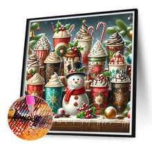 Load image into Gallery viewer, Diamond Painting - Full Round - Christmas atmosphere coffee snowman (40*40CM)
