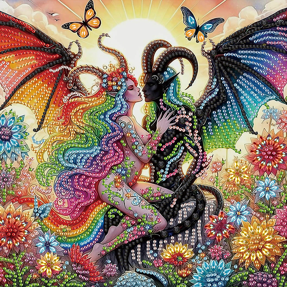 Diamond Painting - Partial Special Shaped - Devil lovers (30*30CM)