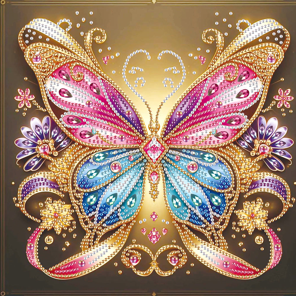 Diamond Painting - Partial Special Shaped - Butterfly with black background (30*30CM)