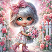 Load image into Gallery viewer, Diamond Painting - Full Round - Rose garden silver-haired girl (30*30CM)
