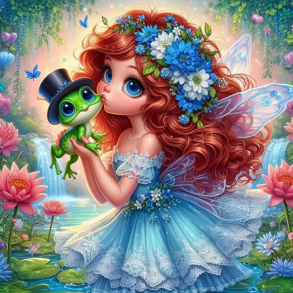 Diamond Painting - Full Round - Frog curly elf girl (30*30CM)
