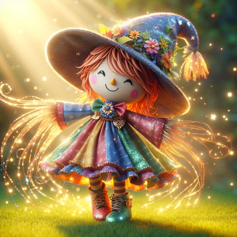 Diamond Painting - Full Round - Straw mycelium colorful skirt girl (30*30CM)