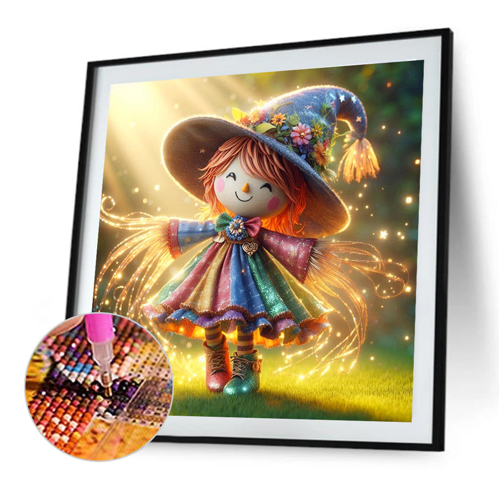 Diamond Painting - Full Round - Straw mycelium colorful skirt girl (30*30CM)