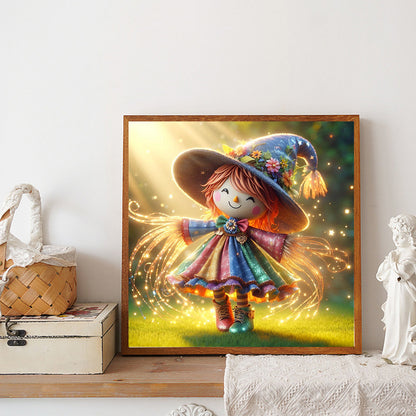 Diamond Painting - Full Round - Straw mycelium colorful skirt girl (30*30CM)