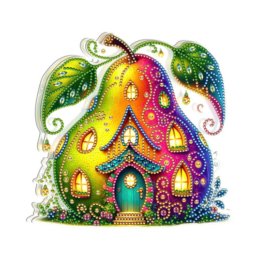 Double Sided Special Shape Pear House Diamond Painting LED Light Ornaments