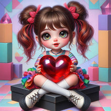 Load image into Gallery viewer, Diamond Painting - Full Round - Love double ponytail girl (30*30CM)
