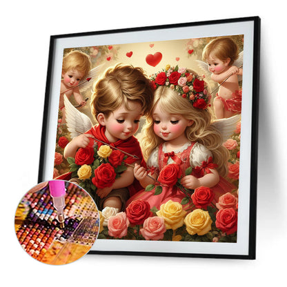 Diamond Painting - Full Round - Rose cupids (30*30CM)