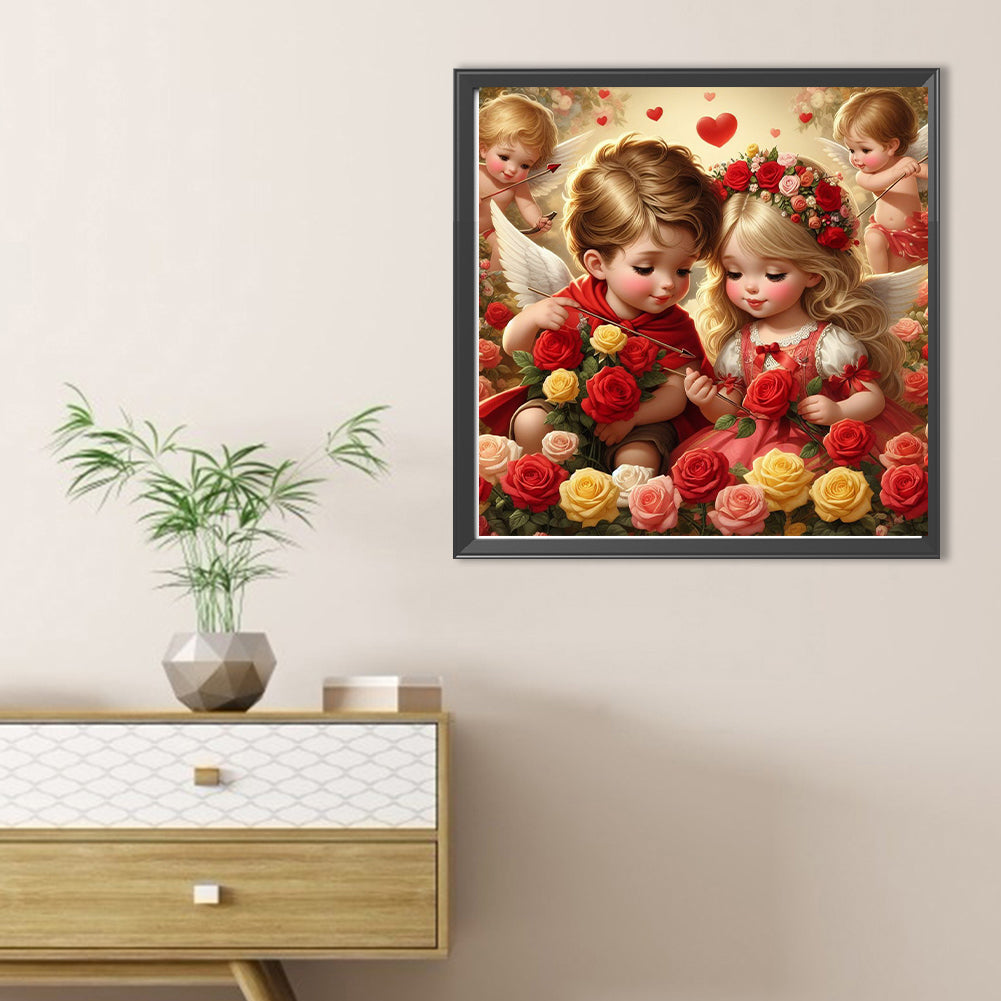 Diamond Painting - Full Round - Rose cupids (30*30CM)