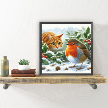 Load image into Gallery viewer, Diamond Painting - Full Round - Orange cat sparrow (30*30CM)

