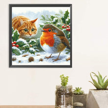 Load image into Gallery viewer, Diamond Painting - Full Round - Orange cat sparrow (30*30CM)
