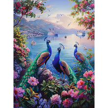 Load image into Gallery viewer, Diamond Painting - Full Round - Flower seaside peacock (30*40CM)
