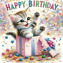 Load image into Gallery viewer, Diamond Painting - Full Round - Happy birthday gift kitten (40*40CM)
