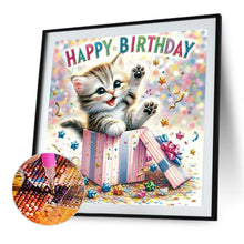 Load image into Gallery viewer, Diamond Painting - Full Round - Happy birthday gift kitten (40*40CM)
