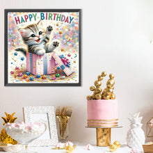 Load image into Gallery viewer, Diamond Painting - Full Round - Happy birthday gift kitten (40*40CM)
