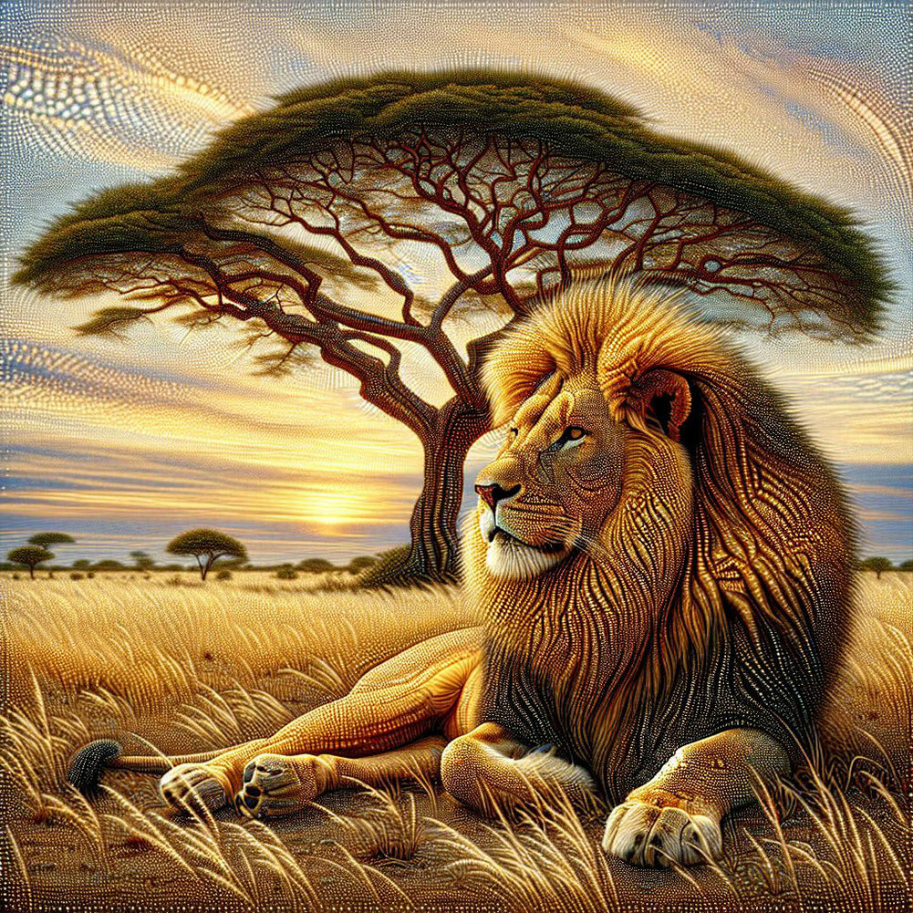 Diamond Painting - Full Round - Sunset lion (40*40CM)