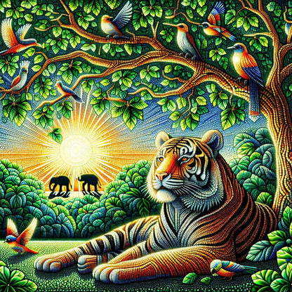 Diamond Painting - Full Round - Forest tiger (40*40CM)