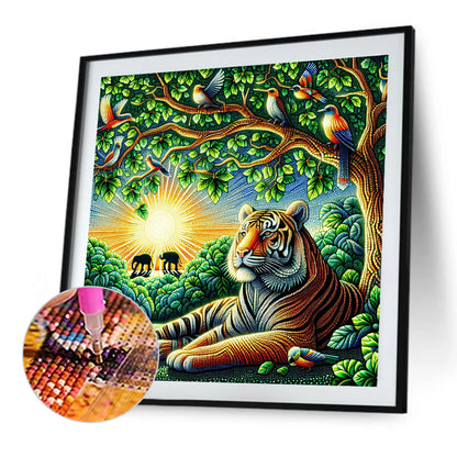 Diamond Painting - Full Round - Forest tiger (40*40CM)