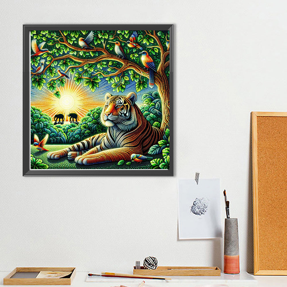 Diamond Painting - Full Round - Forest tiger (40*40CM)