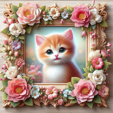Load image into Gallery viewer, Diamond Painting - Full Round - Flower frame orange cat (40*40CM)
