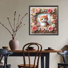 Load image into Gallery viewer, Diamond Painting - Full Round - Flower frame orange cat (40*40CM)
