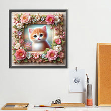 Load image into Gallery viewer, Diamond Painting - Full Round - Flower frame orange cat (40*40CM)
