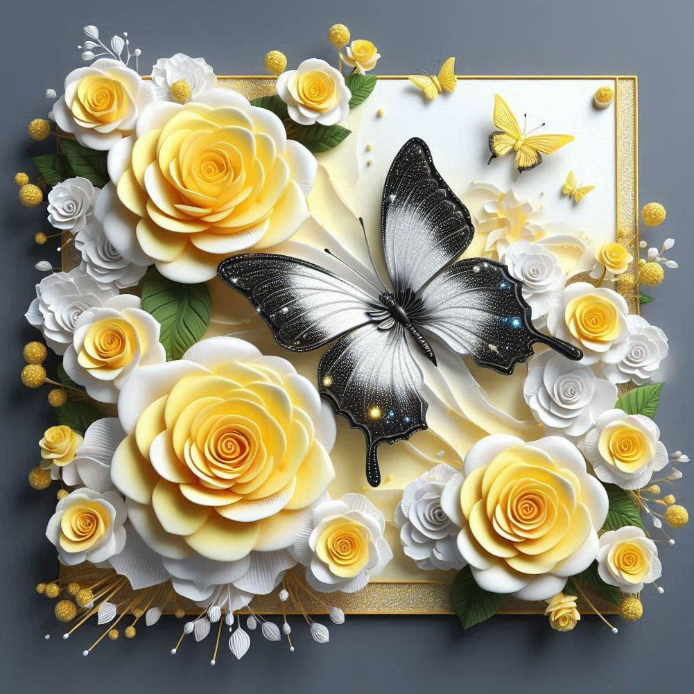 Diamond Painting - Full Round - Frame butterfly (40*40CM)